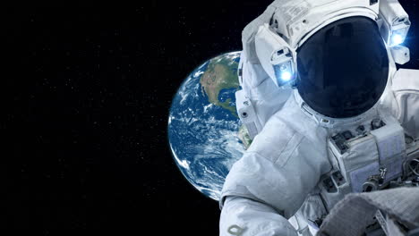 astronauta astronauta hace una caminata espacial mientras trabaja para una misión de vuelo espacial