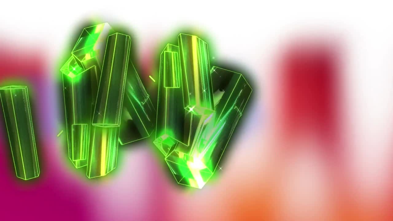 아이디어 텍스트와 함께 배경 위에 움직이는 녹색 다이아몬드의 애니메이션