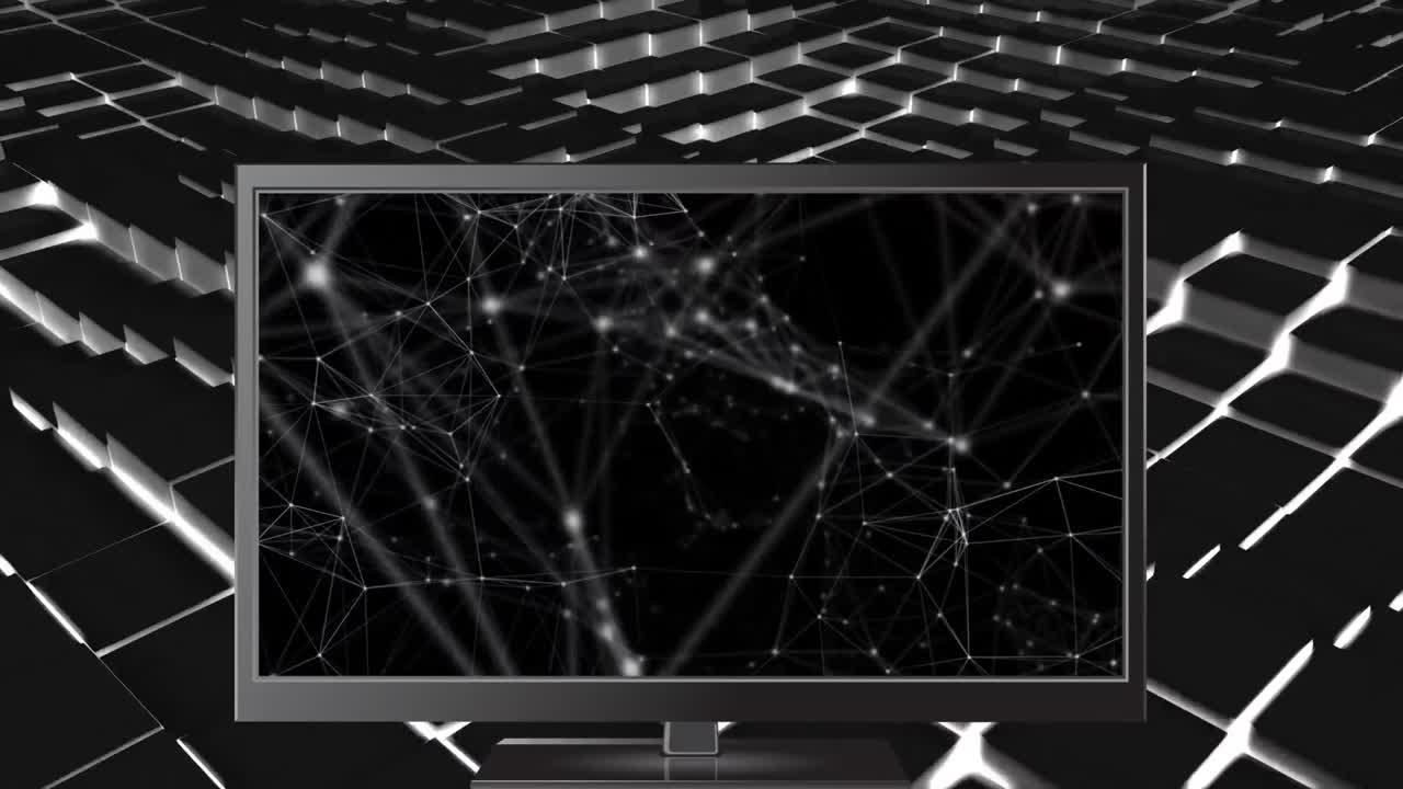 연결 라인을 보여주는 컴퓨터의 디지털 애니메이션 4k