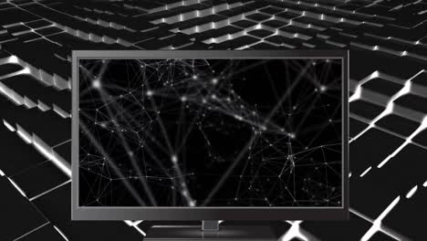 digital animation of computer showing connecting lines 4k