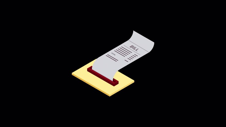 Animated Isometric Bill or Receipt Emerging from a Slot
