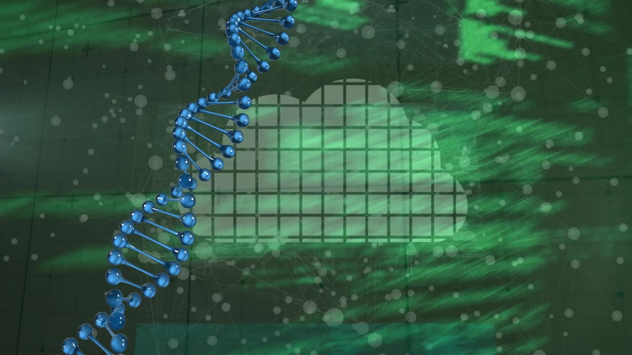 Animation of data processing over dna strand