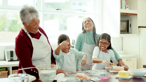 Cooking,-happy-and-high-five-with-big-family