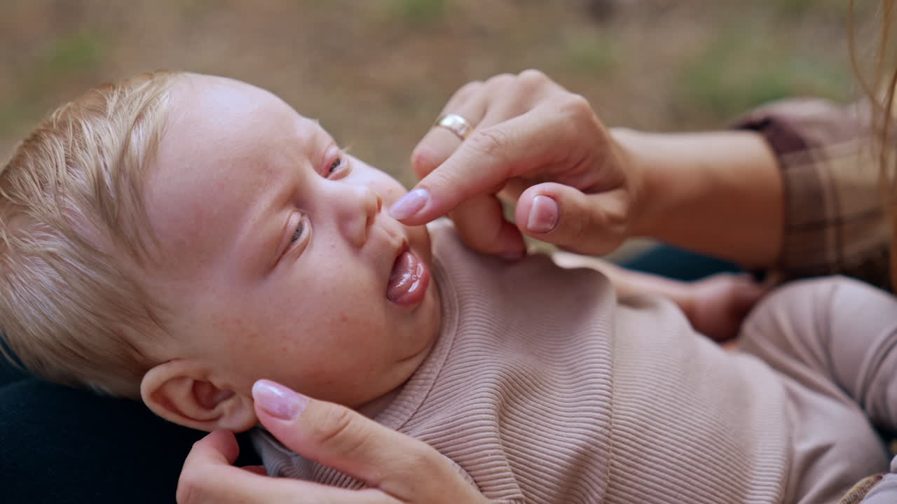 Mother lovingly interacting with her baby