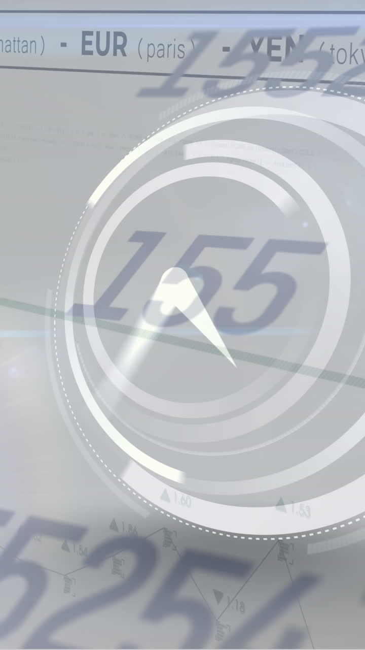 Animation of data processing over clock and white background