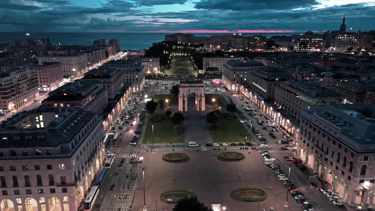 Aerial View of Trieste, Italy at Night
