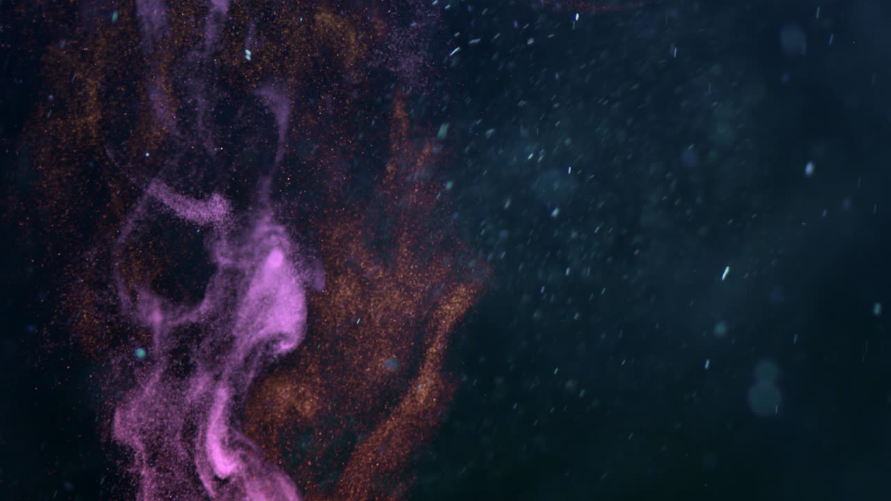 Colorful Glitter and smoke dust particles