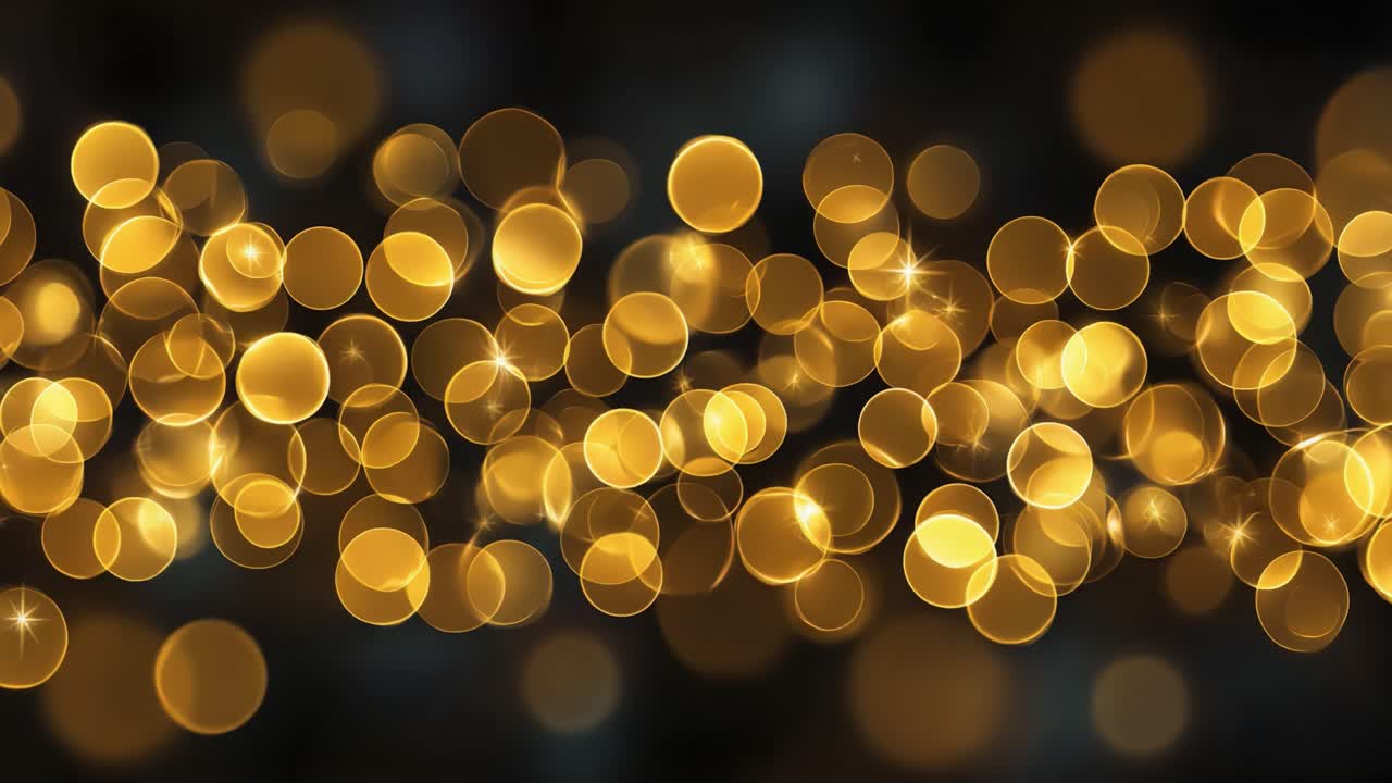 En fengslende fremvisning av gylne bokeh-lys som forbedrer atmosfæren med sin varme glød og glitrende dybde, perfekt for enhver festlig anledning eller bakgrunn.