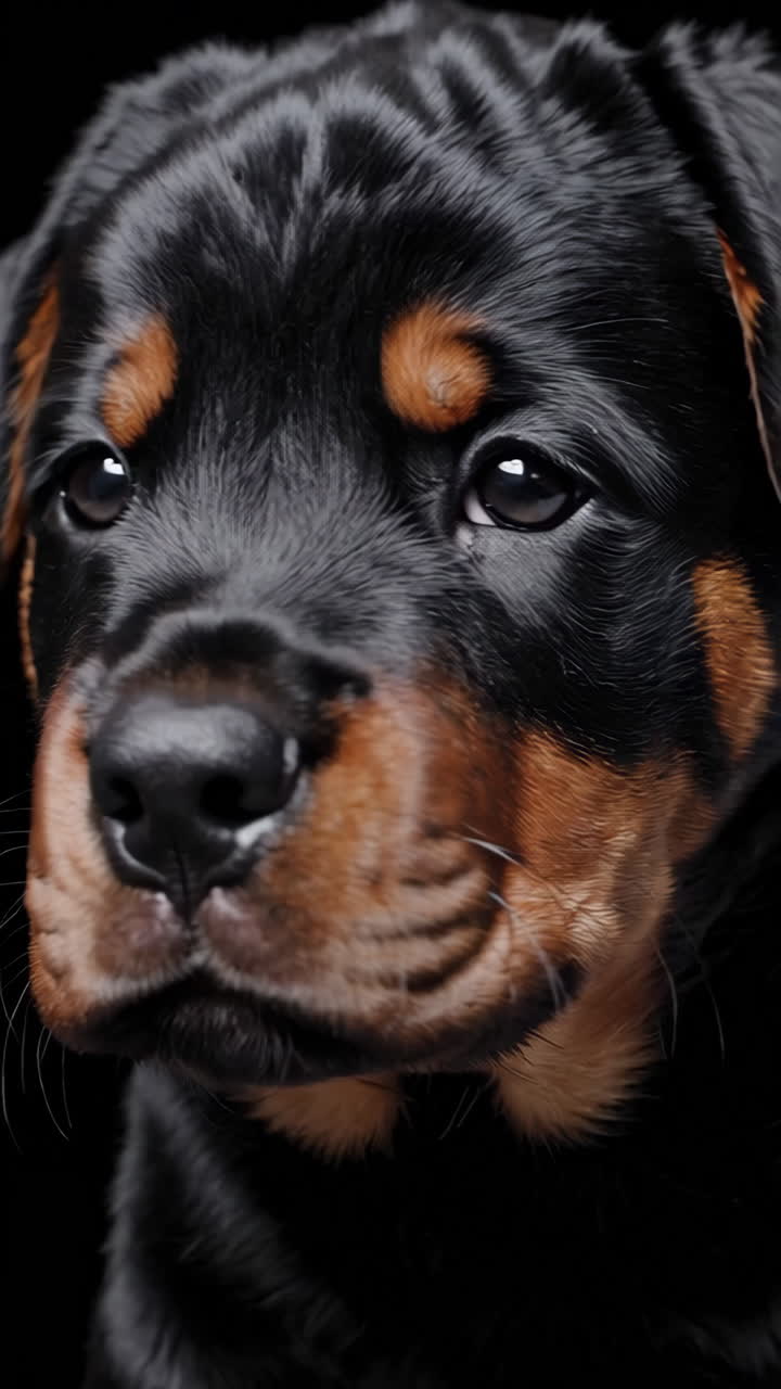 로트와일러 강아지의 클로즈업