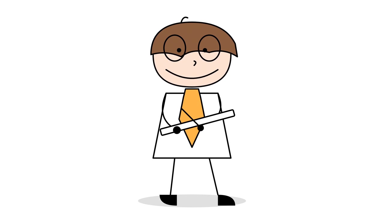 Animated Stick Figure Character Holding a White Folder
