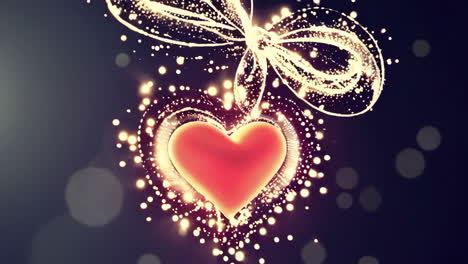 glowing heart with shimmering bow and light particles
