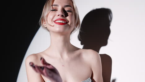 stylish woman posing in studio