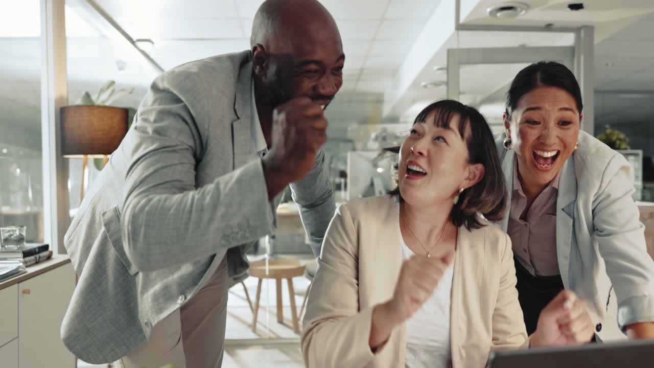 Happy business people, high five