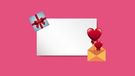 tarjeta animada del día de san valentín con corazón en el sobre