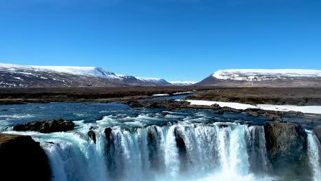 northern iceland drone godafoss waterfall ring road