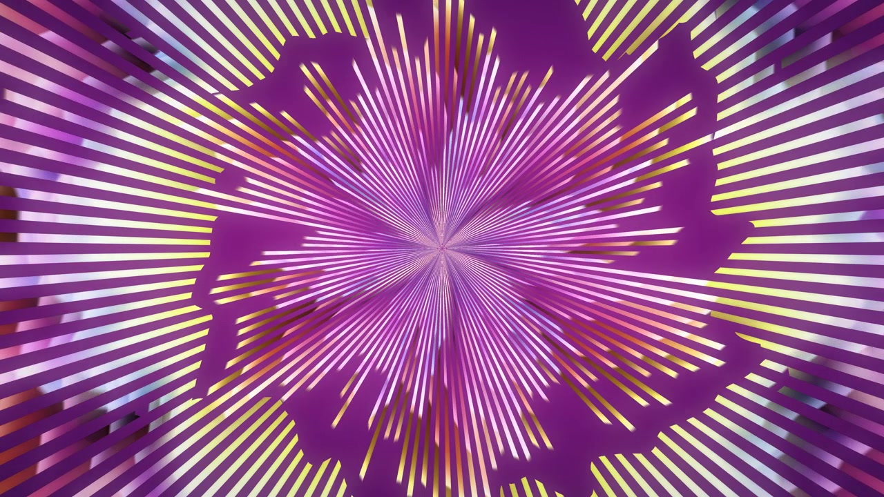 Animazione a onda a esplosione stellare ripetibile viola vibrante, linee energetiche che si irradiano, atmosfera dinamica, futuristica e festosa