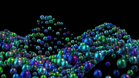 dancing multicolored round dots 3d rendering