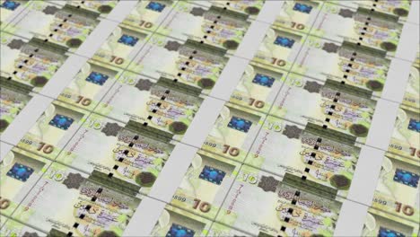 billetes de 10 dinares libios impresos por una prensa de dinero