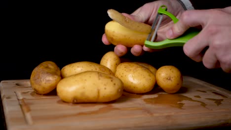 peeling the skin of a potato in slow motion