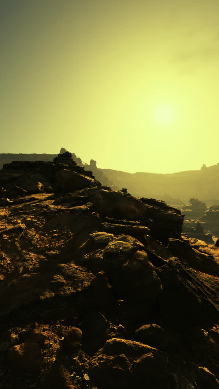 Sunrise over rugged terrain in desert landscape captures natural beauty