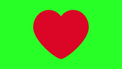 heartbeat animation. red heart icon beating on green background. heart beating symbol.