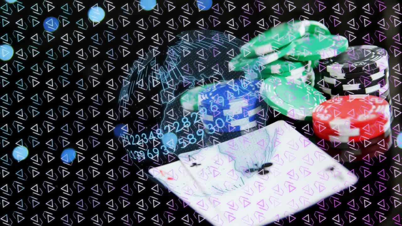 Animation of shapes and globe over chips