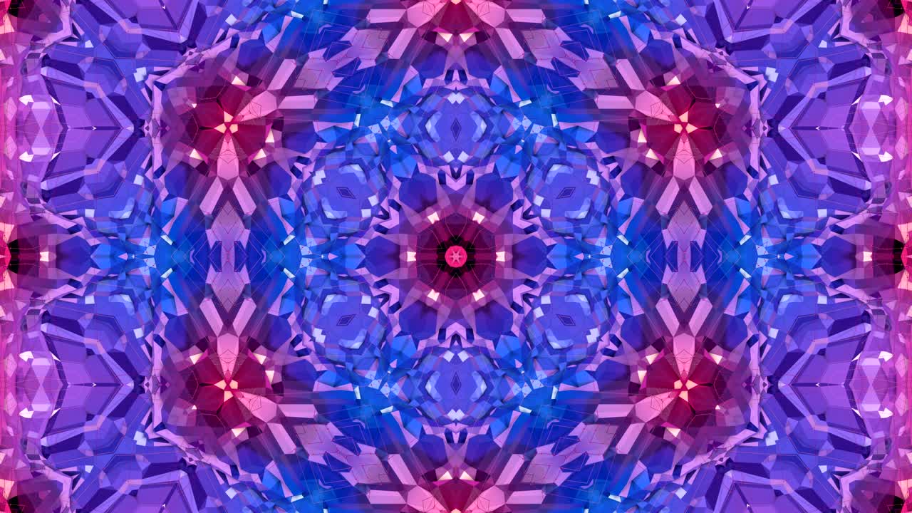 ポリジオメトリック・アブストラクト・バックグラウンド - 動くステンドグラスまたはカレードスコップの効果として4kループ3dアニメーション人気のローポリスタイルのシームレス映像紫色 v15