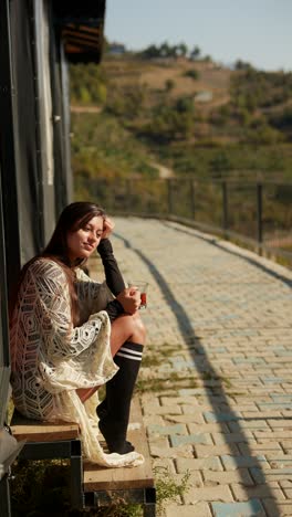 woman enjoying tea in nature