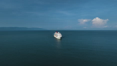 Aerial-view-approaching-a-cruise-liner-driving-on-the-Gulf-of-Mexico