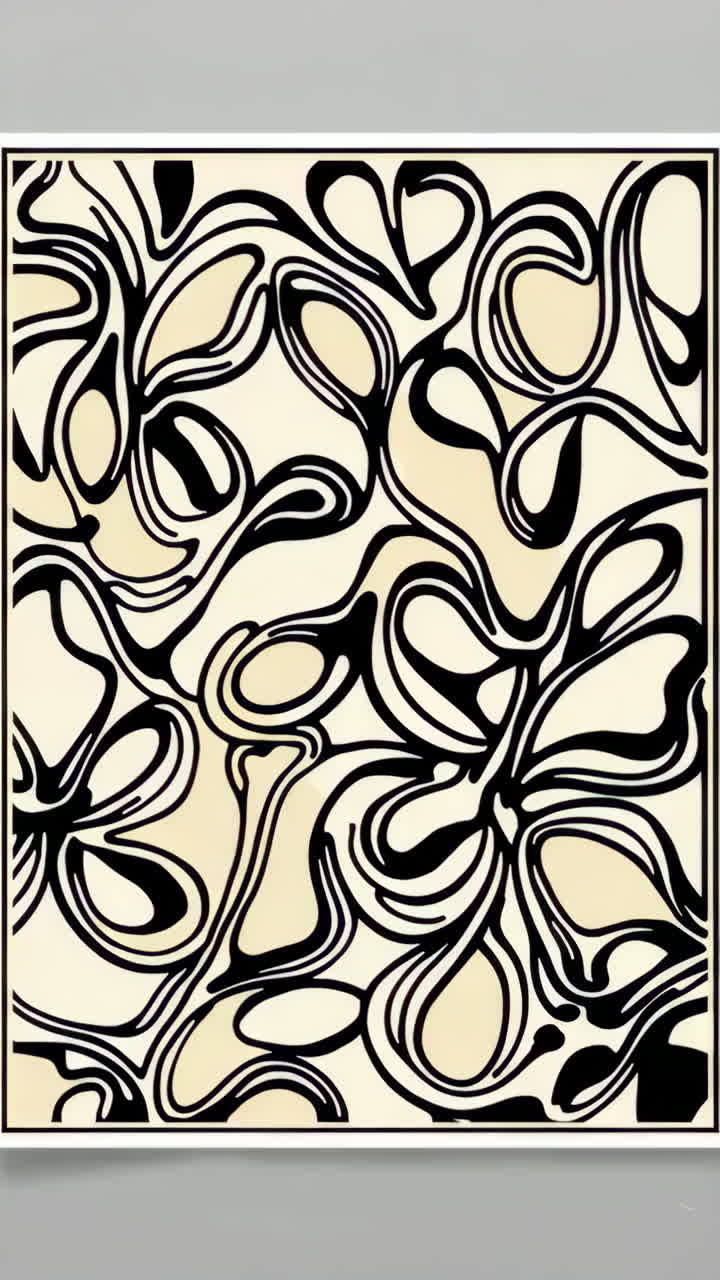 Abstract Black and White Organic Swirl Pattern