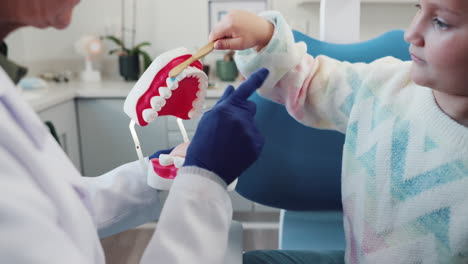 dental hygiene lesson with child patient