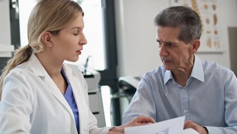 caucasian senior man has a visit at the doctor.