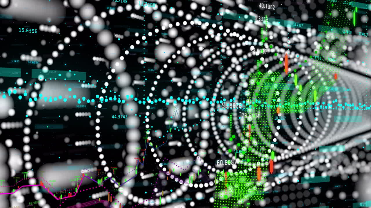 In school, animation showing swirling patterns with numerical data overlay