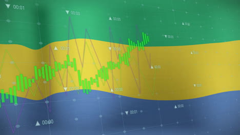 Animation-Von-Grafiken-Und-Datenverarbeitung-über-Der-Flagge-Von-Gabun