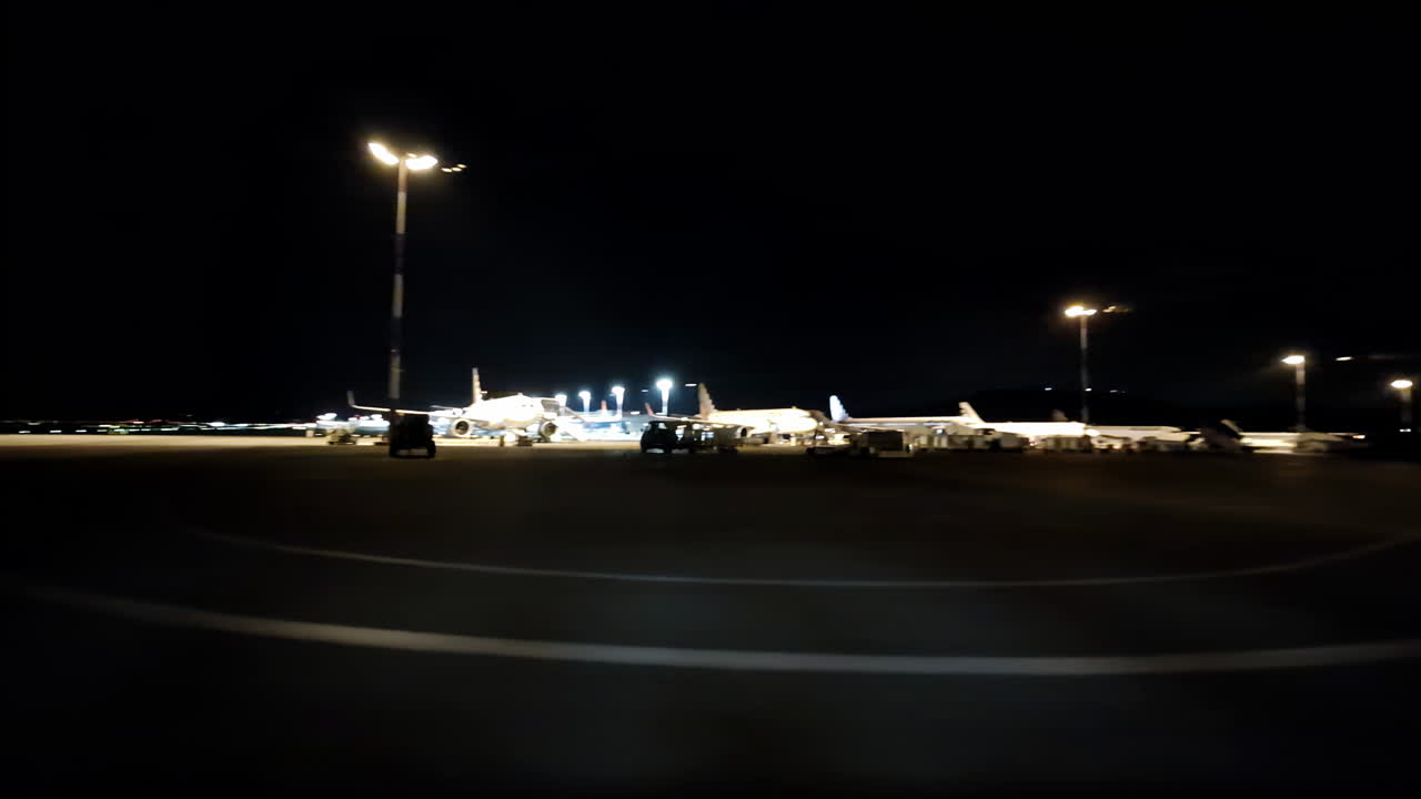 Night at the Airport: Airplanes and Ground Crew