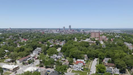 ascending shot reveals omaha, nebraska