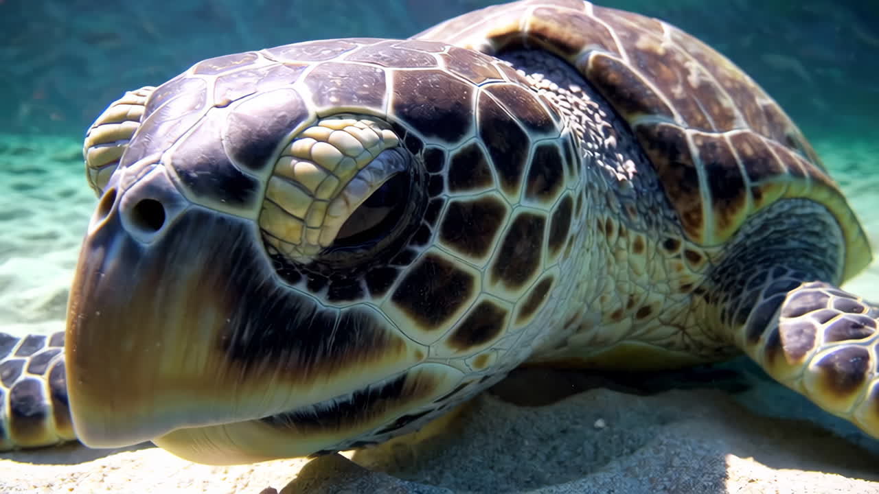Close-up of a Sea Turtle Underwater