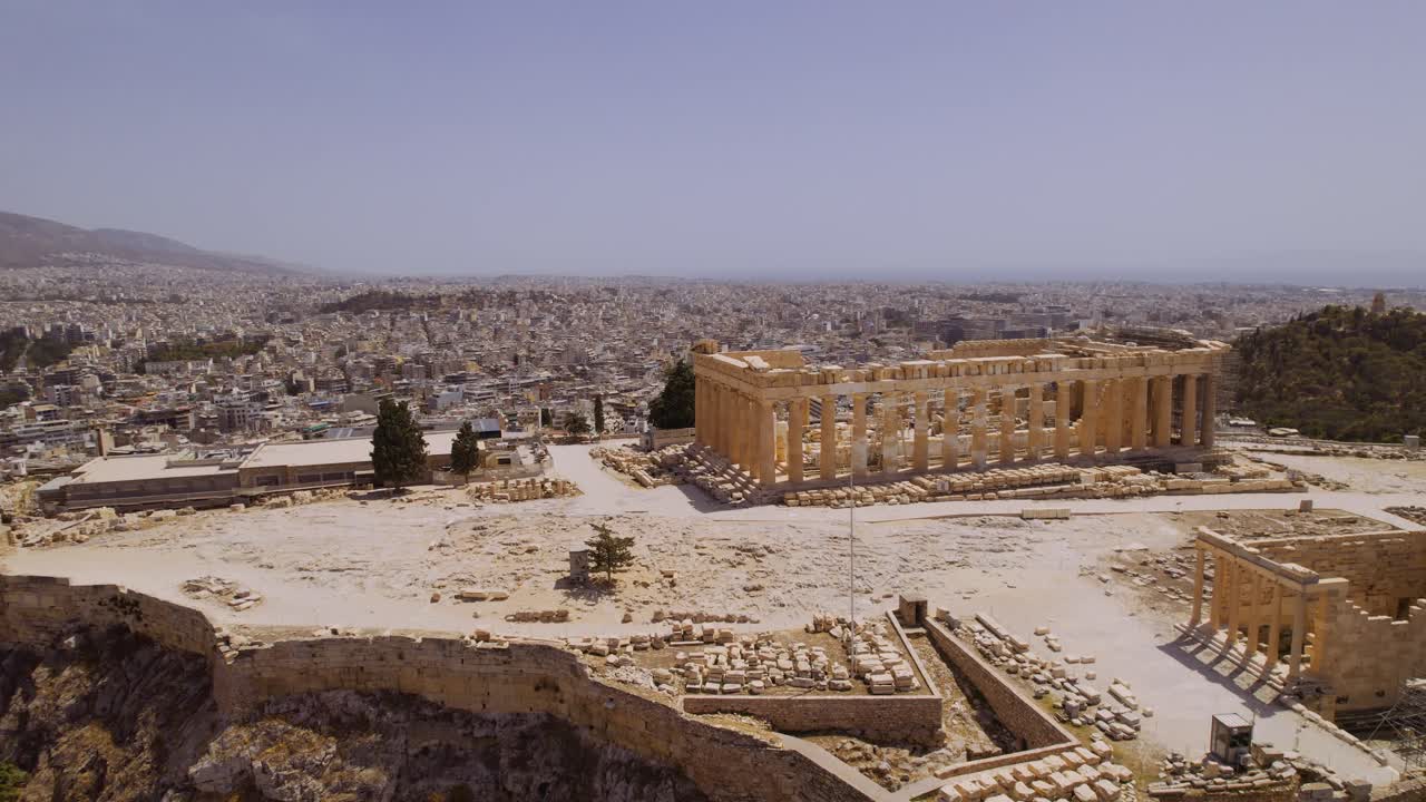 Aerial View of the Parthenon and Acropolis Overlooking Athens, Greece