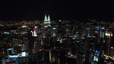 Stadtbild-Kuala-Lumpur-Innenstadt,-Luftaufnahme-Bei-Nacht,-Kuala-Lumpur,-Malaysia
