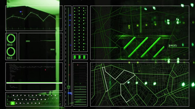 Animation of data processing over server room