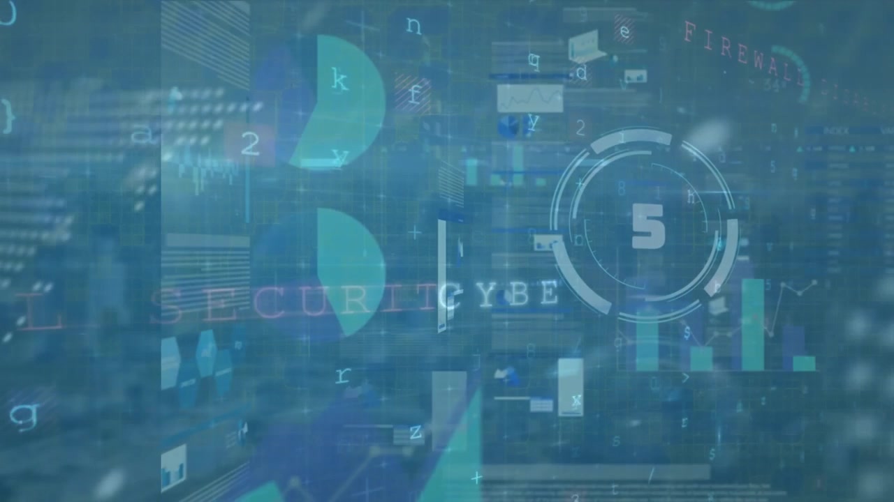 Animation of network of connections with icons over data processing