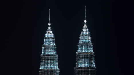 timelapse of petronas twin towers night illumination kuala lumpur