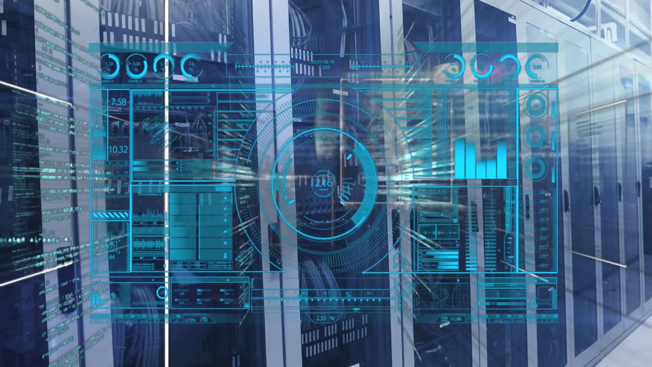 Animation of data processing over server room