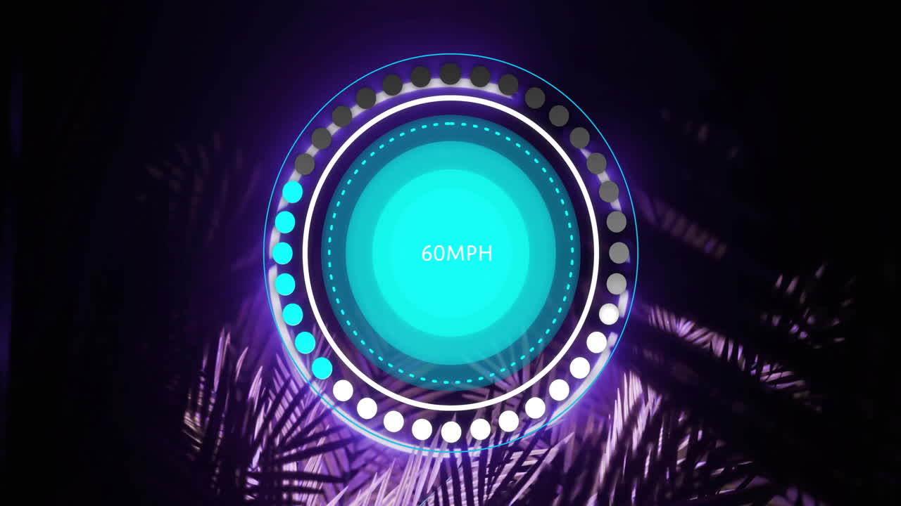 Speedometer animation showing 60 mph over palm tree silhouettes Premium ...