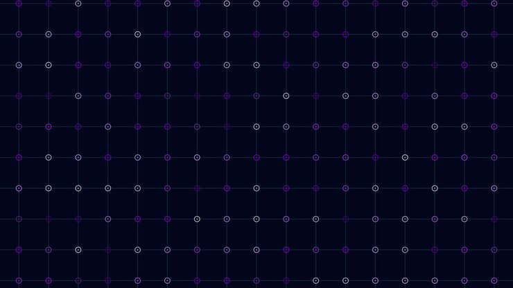 Digital fantasy geometric grid pattern with neon rings
