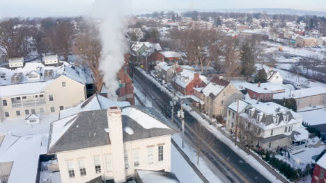 snow falls during winter freeze, cold snowy morning