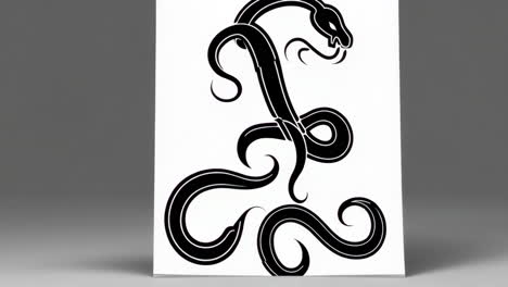 stylized black snake design on white background