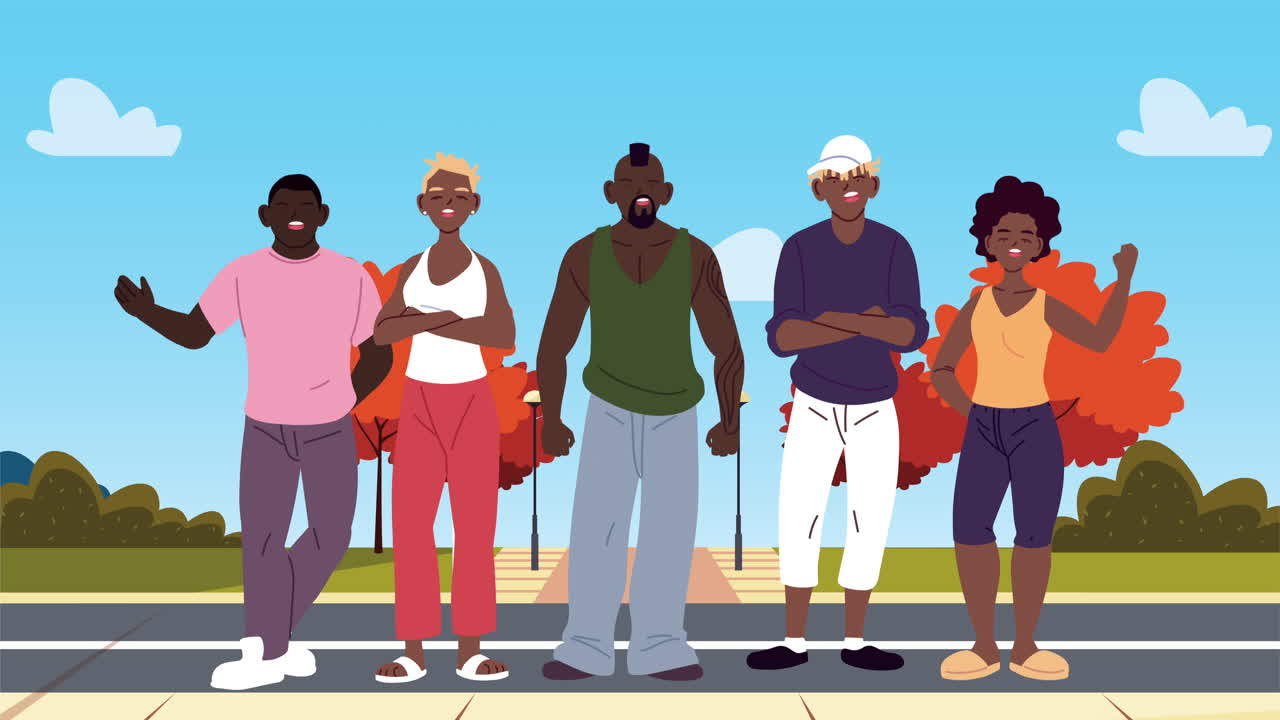 grupo diverso de amigos al aire libre