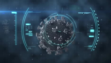 animation of covid 19 virus cell and data processing