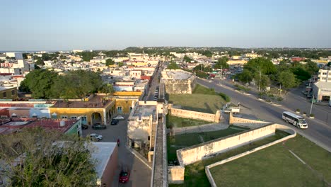 frontal fpv view of the campeche wall and punishment pit for pirates in mexico